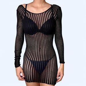 Goth Black Fishnet Mini Dress!